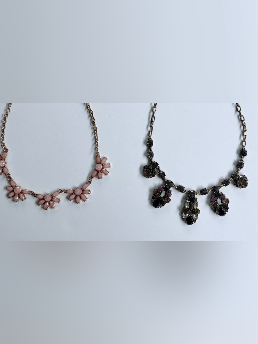 2 J. Crew + Vintage Rhinestone Collar Necklaces